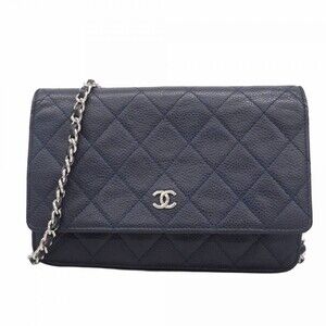CHANEL Blue Caviar Leather Wallet